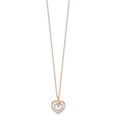 14k Two-Tone White and Rose Gold 1/10 carat Lab Grown Diamond VS/SI+ G+ Complete 18 inch Heart Pendant Necklace
